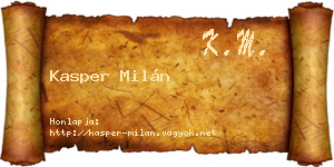Kasper Milán névjegykártya